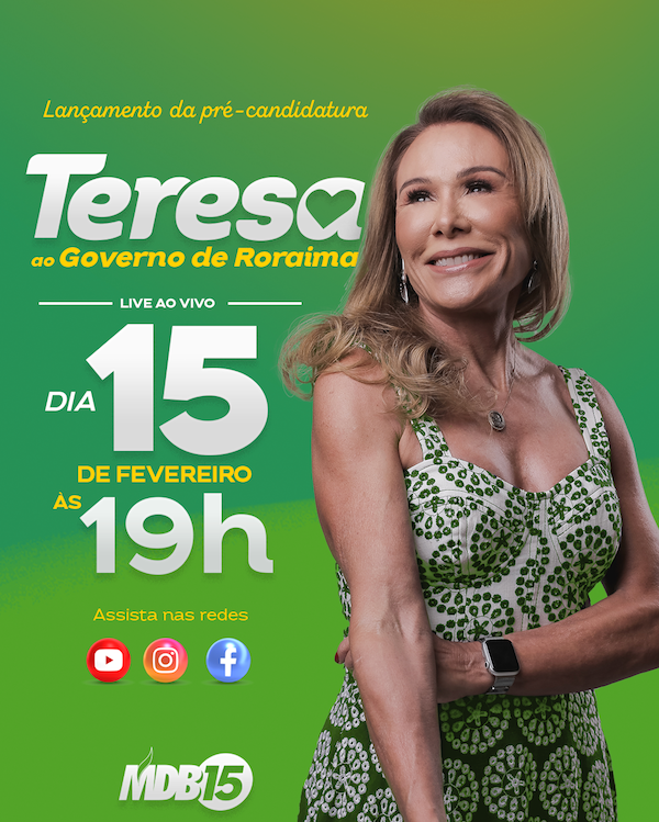 Live do MDB traz Teresa Surita como pré-candidata ao Governo de Roraima
